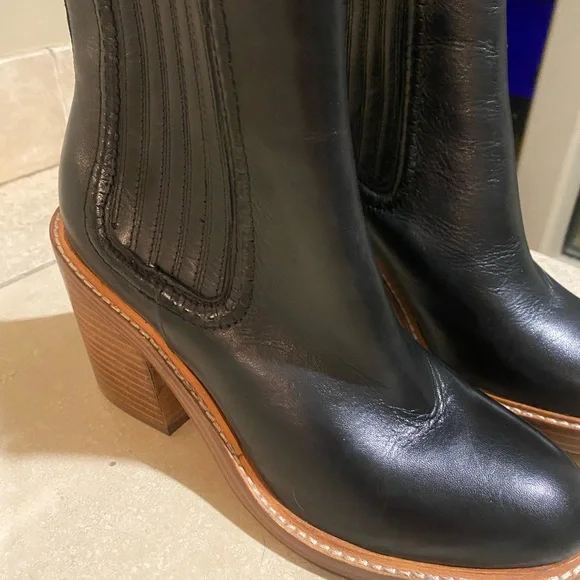 Marc Fisher Black Leather Ankle Boots - Picture 2 of 5